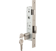 Замок врезной цилиндровый узкопрофильный с защёлкой «153» (25 mm) 3 кл. Хром